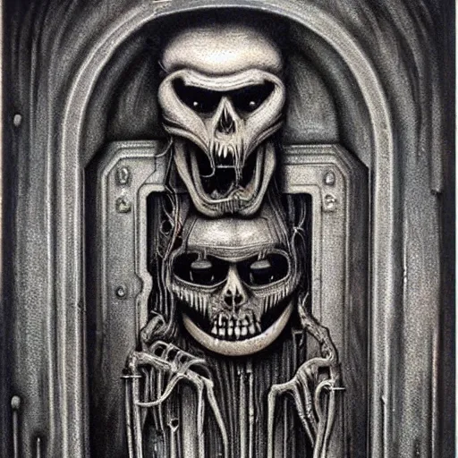 Image similar to hr giger a door that leads to anger