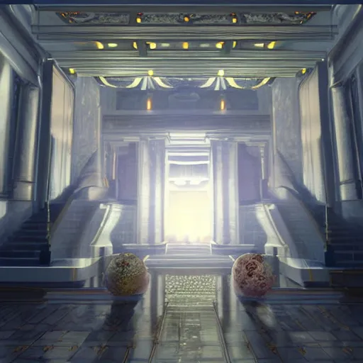 Image similar to the grand entrance, art by kotaro chiba, volumetric lighting