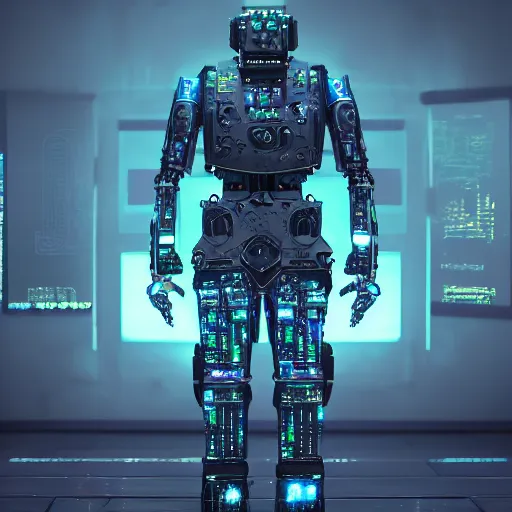 Prompt: gangsta thug robot, made of glass and fiber optics, led screens, matte painting, expression, unreal engine, dramatic cinematic lighting rendered by octane, 8 k, detailed