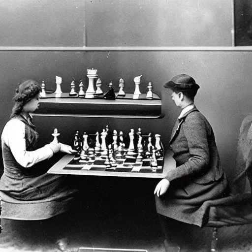 Image similar to an artificial intelligence chess machine, 1914