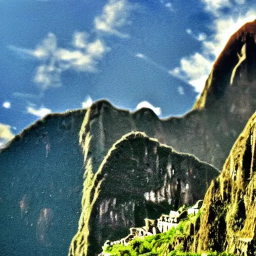 Prompt: f - 1 4 tomcat passing by machu picchu