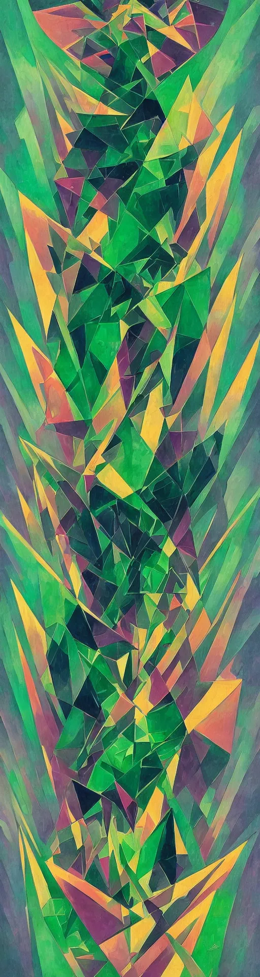 Image similar to an art deco painting of emeralds, by joseph stella, synthwave, behance contest winner, crystal cubism, digital illustration