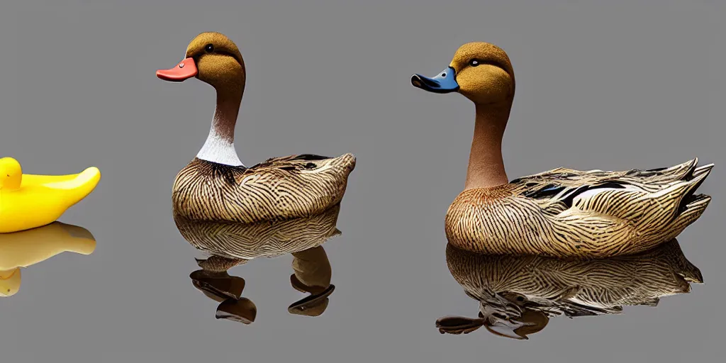 Image similar to transformation of a duck to a rubber duck