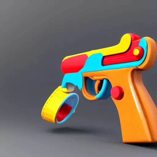 Prompt: product photo of the baby toy from fisher price baby's first handgun, octane render, unreal engine 5, light transport simulation