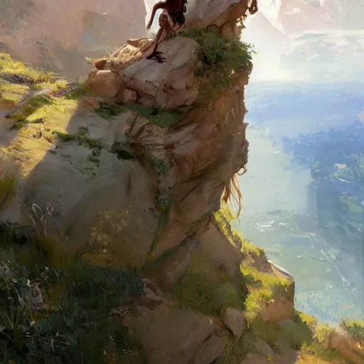 Image similar to oil art of young roma mage adventurer climbing down a cliffside in style of disco elysium character, gipsy jester character design from ravenloft, art by anders zorn, wonderful masterpiece by greg rutkowski, beautiful cinematic light, american romanticism by greg manchess, jessica rossier