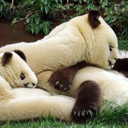 Prompt: lounging pandas