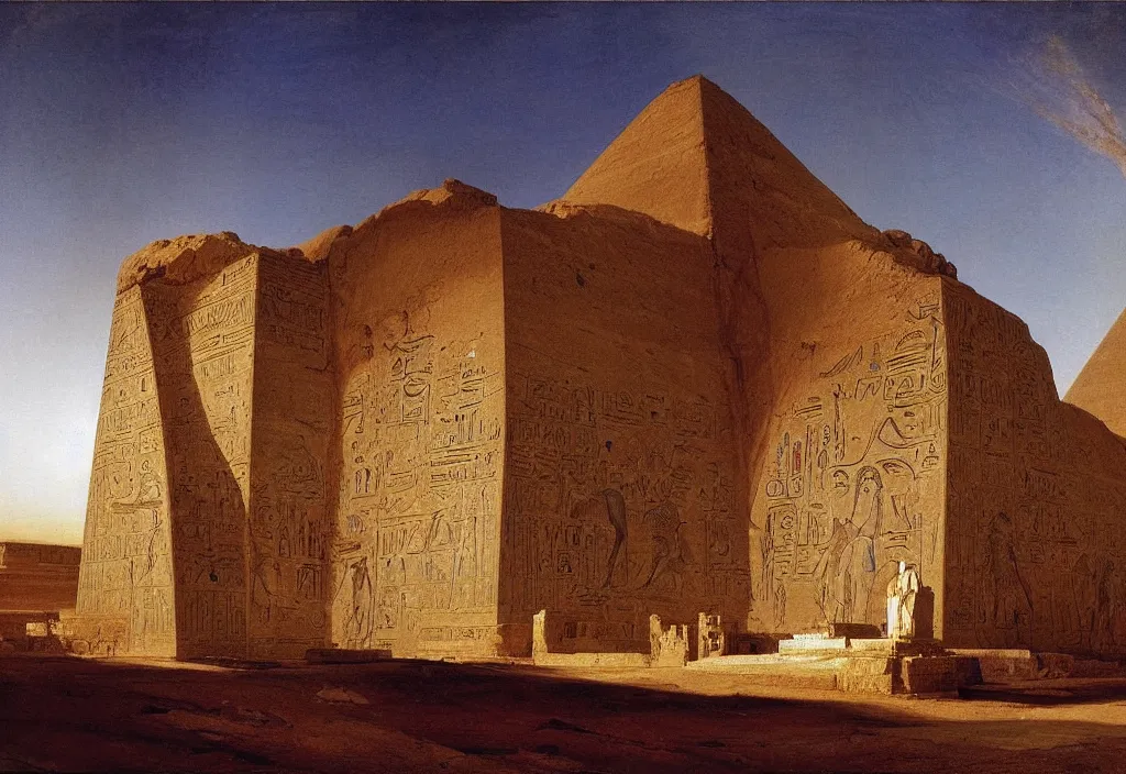 Image similar to egyptian tomb of pharaoh the great. by jmw turner, caspar david friedrich, jean pierre ugarte, albert bierstadt, karl heilmayer, roger dean, robert adams,