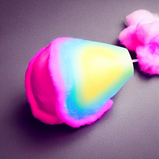 Image similar to cotton candy shaped like an mk 2 grenade!!!, centered, product shot, bright, airy, iridescent lighting, gradient background