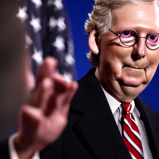 Image similar to Mitch McConnell is a turtle hell demon