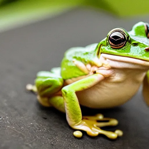 Image similar to frog emerging from yogurt