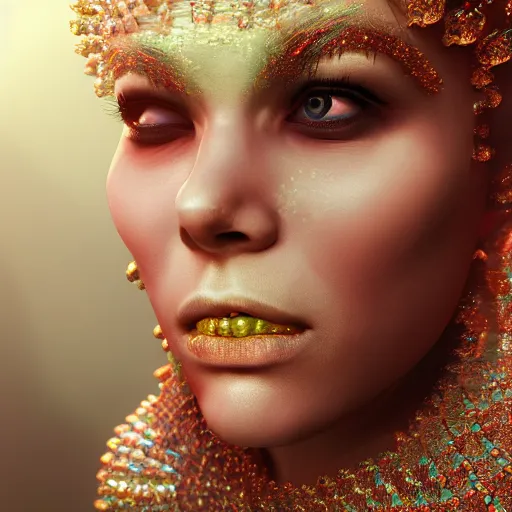 Image similar to the amputee polio survivor queen, 4 k, intricate detailed, jaw dropping, gorgeous, surreal, octane render