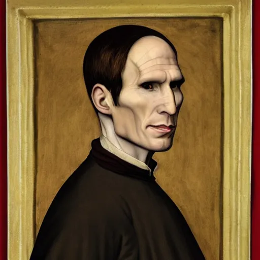 Image similar to a renaissance style portrait painting of Voldemort