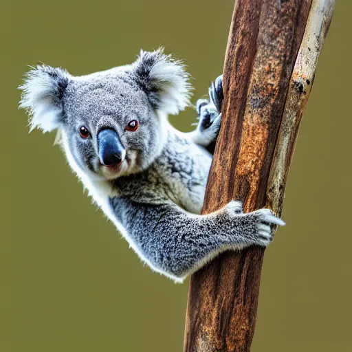 Image similar to award winning nature photograph of a koala with a bird's beak. extreme detail, hyperrealistic photo, smooth, trending on artstation