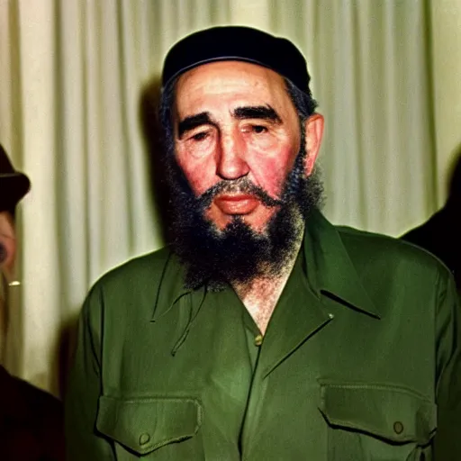 Image similar to fidel castro wearing a romper designed by supreme, portrait, 3 5 mm film, by nan goldin