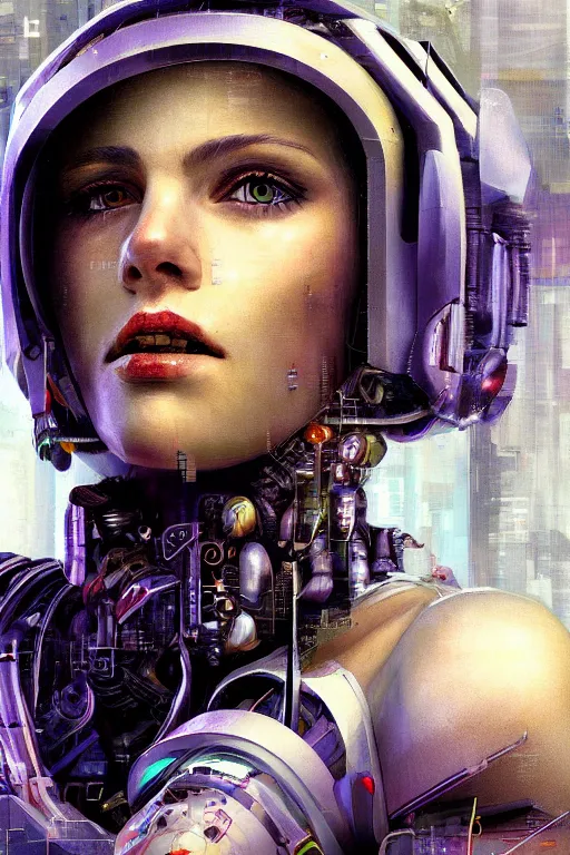 Prompt: a close - up portrait of a cyberpunk cyborg girl, by jan van eijck, rule of thirds