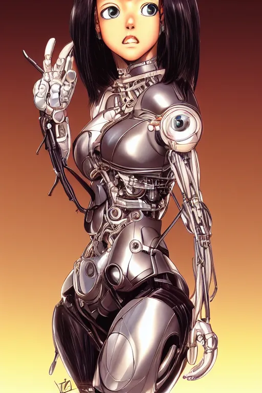 Prompt: portrait of Alita by Yukito Kishiro, biomechanical, hyper detailled, trending on artstation