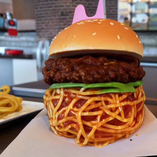 Prompt: mcdonalds spaghetti burger