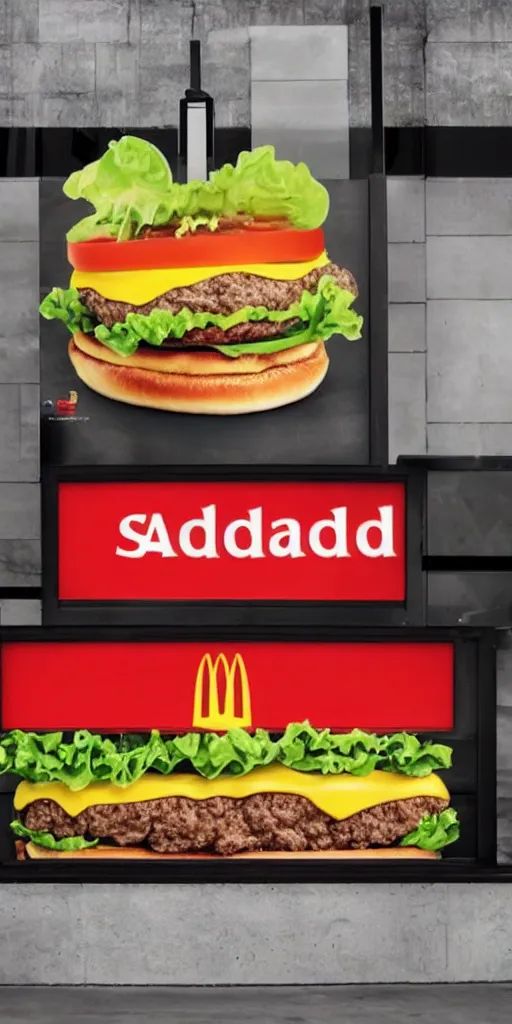 Prompt: an macdonald ad for a salat burger