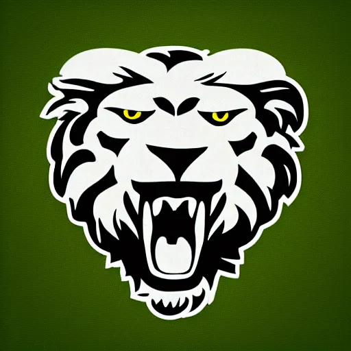 Image similar to sports logo of a laughing lion