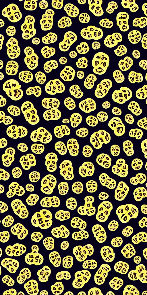 Prompt: seamless pattern of skulls, snakes, colourful, symmetrical, repeating 35mm photography