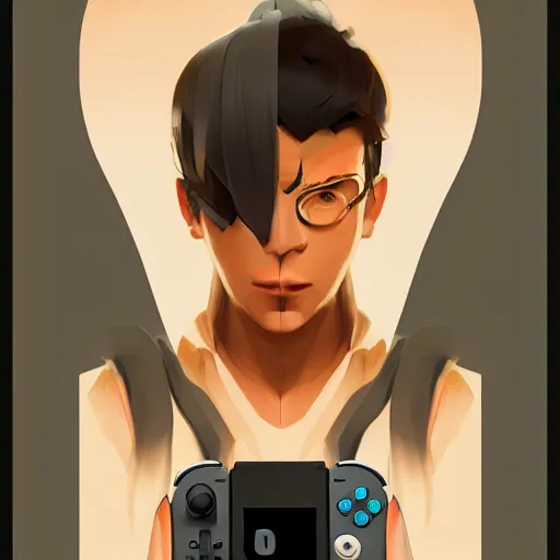 Image similar to face icon stylized minimalist nintendo switch, loftis, cory behance hd by jesper ejsing, by rhads, makoto shinkai and lois van baarle, ilya kuvshinov, rossdraws global illumination