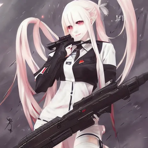 Image similar to M4 Sopmod ii girls frontline, ilustration by Krenz Cushart