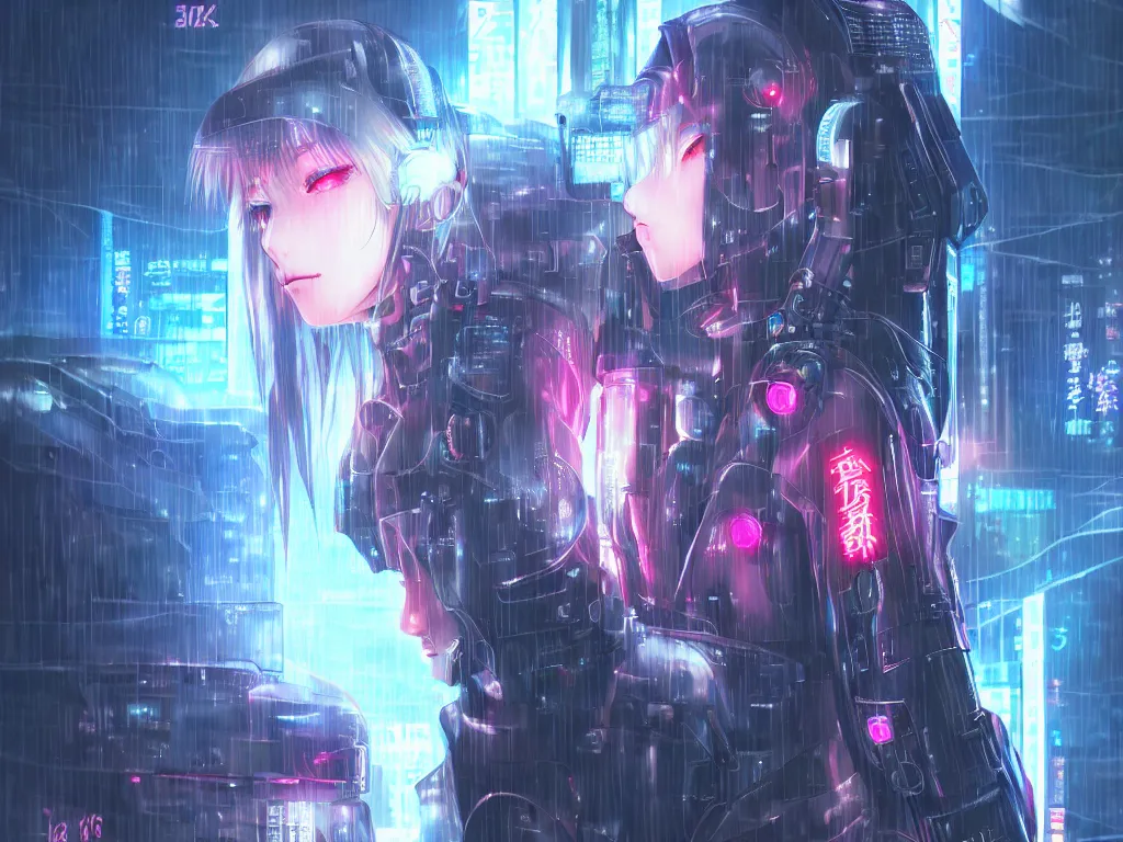 Image similar to portrait anime visual futuristic female cyber airforce, on cyberpunk neon light tokyo rainy rooftop, ssci - fi and fantasy, intricate and very beautiful, human structure, concept art, sharp focus, anime illustration by luxearte, frostine engine