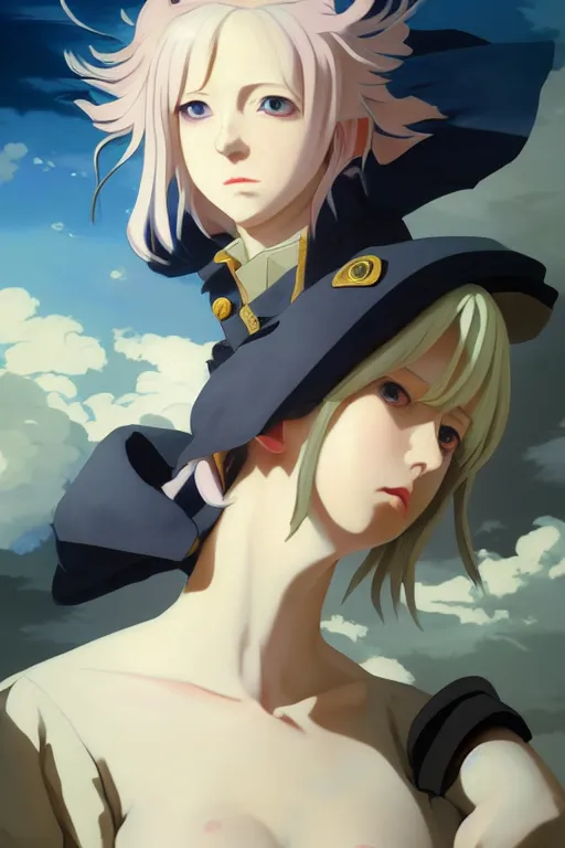 Image similar to baroque oil painting, anime key visual full body portrait character concept art, maid nazi ss commander, kuudere kawaii noble blond hair blue eyes, dictator fascist nationalist, brutalist grimdark fantasy, trending pixiv fanbox, rule of thirds golden ratio, makoto shinkai genshin impact studio ghibli jamie wyeth greg rutkowski chiho aoshima