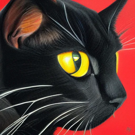 Prompt: a oil painting of a black cat by Adam Paquette