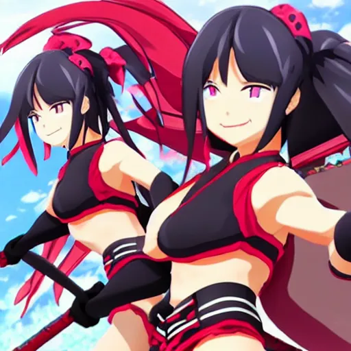 Prompt: kunoichi in the style of senran - kagura