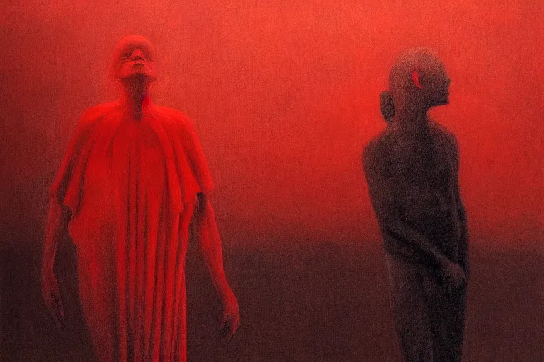 Image similar to only with red, a red great emperor, taormina amphitheatre, expressive crowd with big smile, in the style of beksinski, parts by edward hopper, parts by rodcenko, parts by yue minjun, intricate and epic composition, red by caravaggio, insanely quality, highly detailed, masterpiece, red light, artstation, 4 k