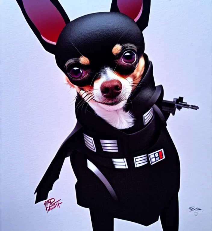 Prompt: chihuahua as darth vader, by artgerm