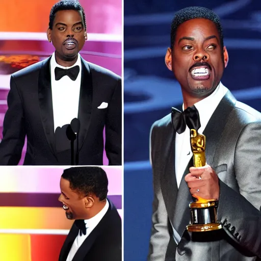 Prompt: chris rock slaps will smith at the academy awards