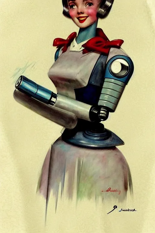 Image similar to ( ( ( ( ( 1 9 5 0 s retro future robot android waitress. muted colors. ) ) ) ) ) by jean - baptiste monge!!!!!!!!!!!!!!!!!!!!!!!!!!!!!!