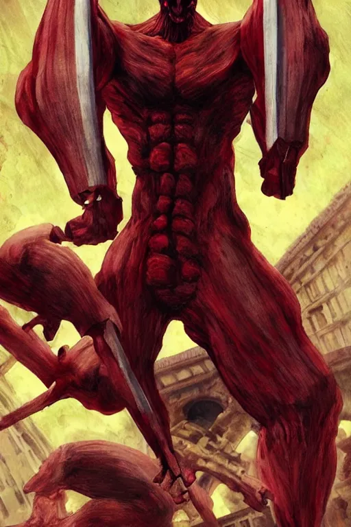 prompthunt: “ donald trump as an ugly titan, attack on titan