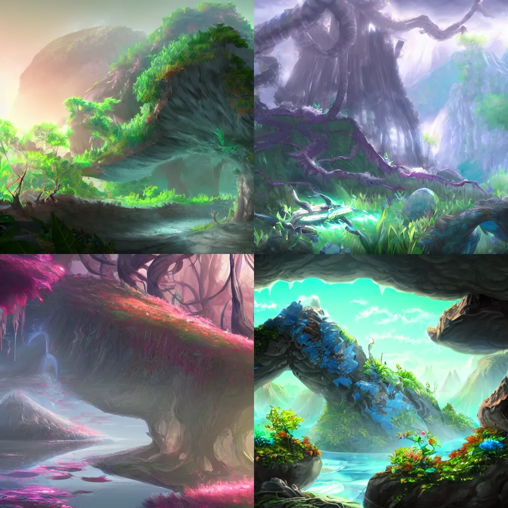 Prompt: exobiome soul fracture pixiv scenery art, trending on artstation