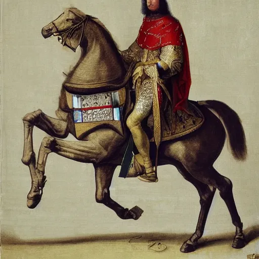 Image similar to trump as a knight, painting, louis xiv,