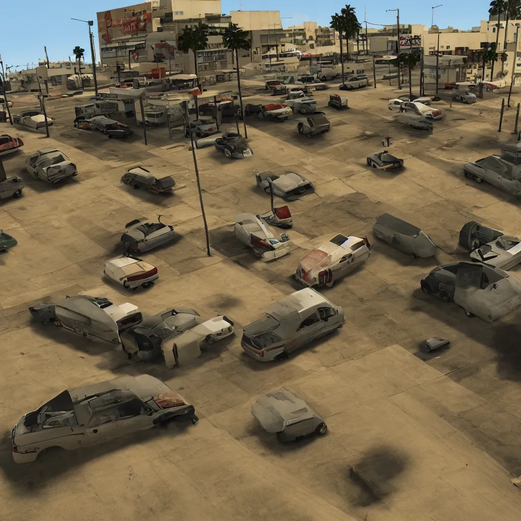 Image similar to Screenshot from a remade version of GTA San Andreas, with photorealistic lighting, flawless textures and new physics engine