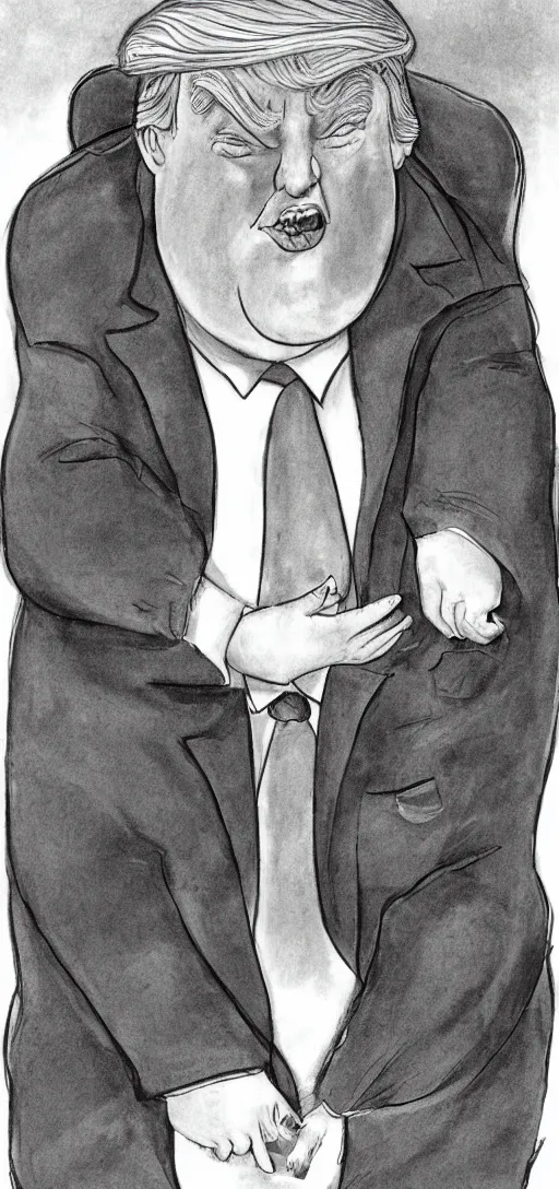 Prompt: Obese donald trump, high detail, Shel Silverstein