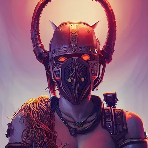 Image similar to cyberpunk viking helmet mask warrior goddess robot ninja fantasy, art gta 5 cover, official fanart behance hd artstation by jesper ejsing, by rhads, makoto shinkai and lois van baarle, ilya kuvshinov, ossdraws