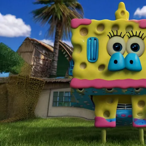 Image similar to Realistic version of SpongeBob’s house 4k detail