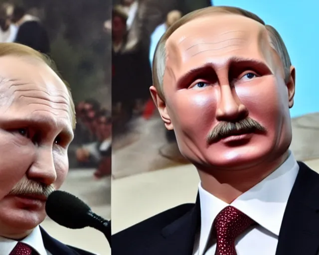 Image similar to lukashenka dismembered putin into pieces, putin screams