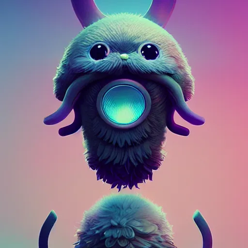 Image similar to fluffy android critter :: by beeple and James Gilleard and Justin Gerard :: ornate, dynamic, particulate, intricate, elegant, highly detailed, centered, artstation, smooth, sharp focus, octane render, 3d