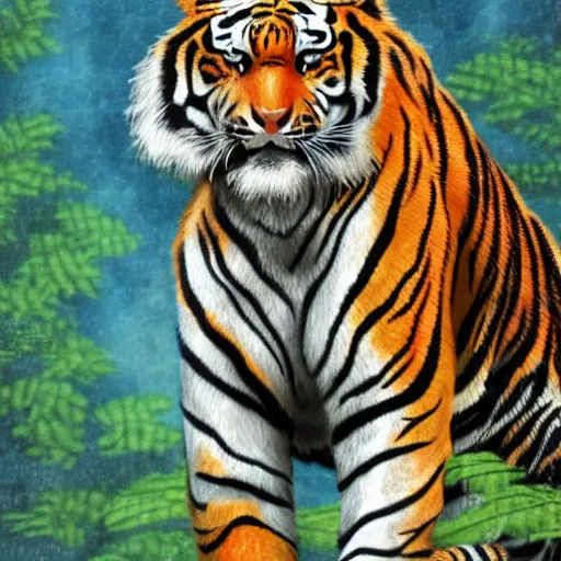 Image similar to american flag colored tiger, 8 k, high definition, highly detailed, photo - realistic