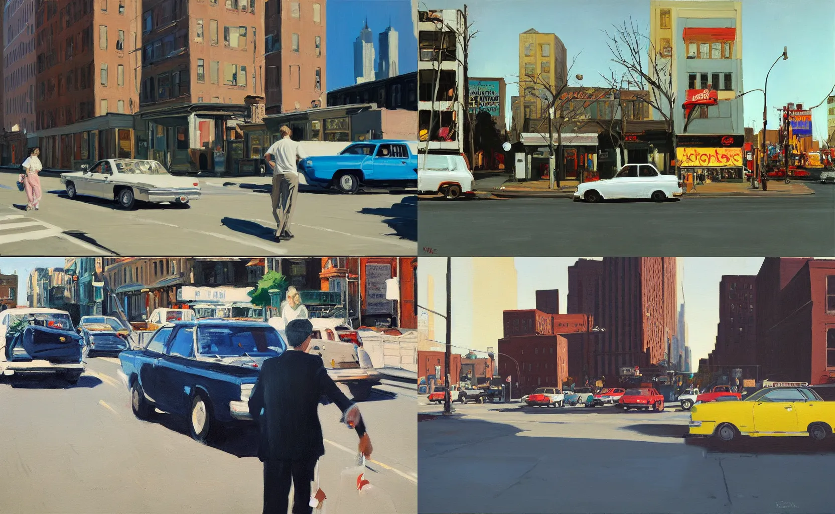 Prompt: the streets of Brooklyn, painting by Ben Aronson and William Eggleston