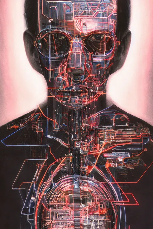 Prompt: portrait of computer & circuits, melting, clark kent, 8 k, by tristan eaton, stanley artgermm, tom bagshaw, greg rutkowski, carne griffiths, ayami kojima, beksinski, giger, trending on deviantart, face enhance, hyper detailed, minimalist, cybernetic, android, blade runner, full of colour, super detailed