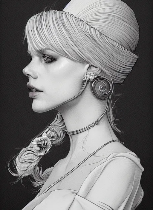 Image similar to portrait of finnish woman, accessories, elegant, highly detailed, digital illustration, trending in artstation, trending in pinterest, glamor pose, concept art, smooth, sharp focus, art by gustave gourbet