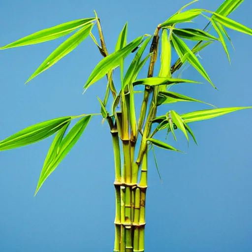 Prompt: lucky bamboo plant with blue background