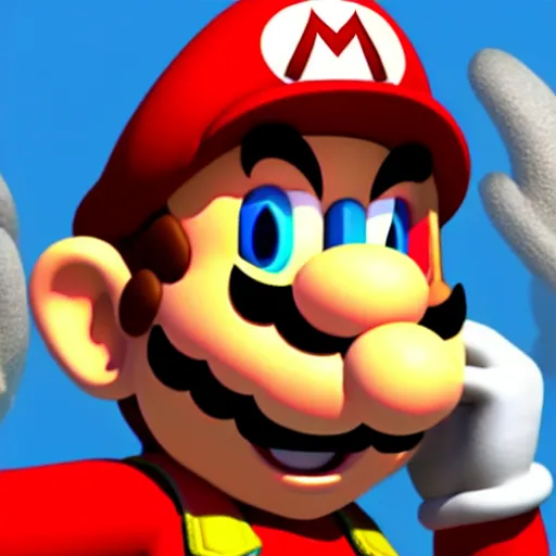 Prompt: 3 d render of mario without a hat, nintendo game