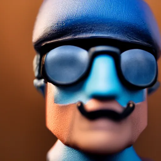 Prompt: close up of face of realistic tf 2 blue spy, 8 5 mm f / 1. 4